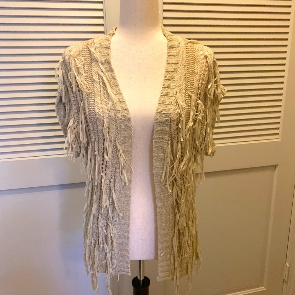 Love Stitch Vest Knit Long Fringe Lagenlook
